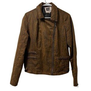 Kut From‎ The Kloth Women Faux Suede Size Medium Zip Jacket Leopard Print Preppy